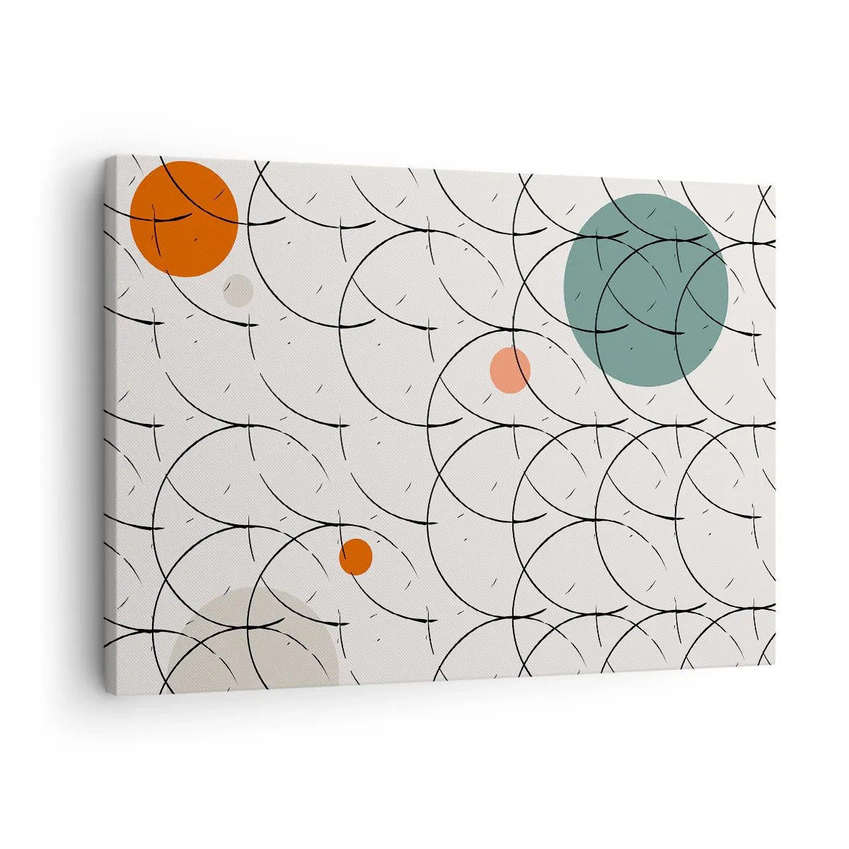 Quadro su tela - Stampe su Tela - Motivo geometrico con cerchi colorati su sfondo chiaro - 70x50cm - Nello spirito della pop-art - Decorazione murale moderna per soggiorno e camera da letto ARTTOR
