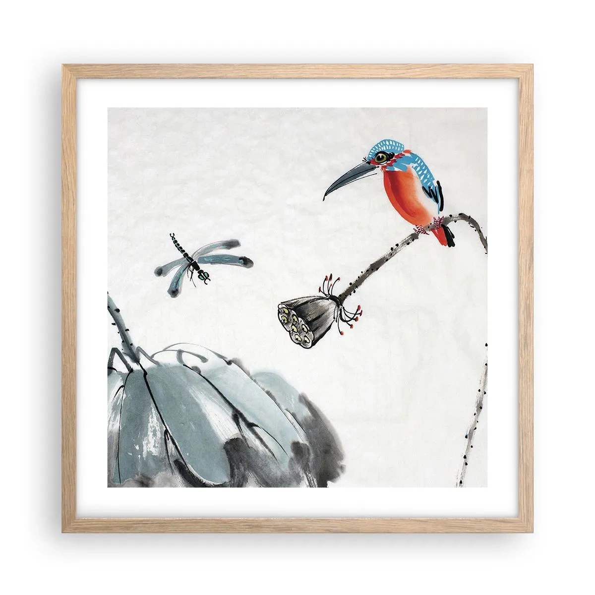 Poster in cornice rovere chiaro - La vita del prato - 50x50 cm