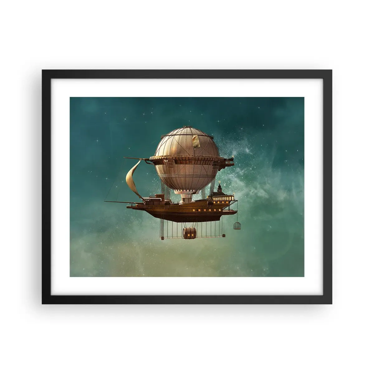 Poster in cornice nera - Saluti da Jules Verne - 50x40 cm