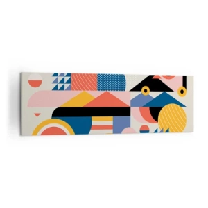 Quadro su tela - Stampe su Tela - Forme geometriche colorate in stile retrò - 160x50cm - Composizione: divertiti - Decorazione murale moderna per soggiorno e camera da letto ARTTOR