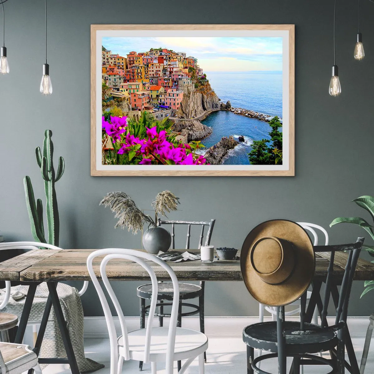 Poster in cornice rovere chiaro - La città che ride - 50x40 cm