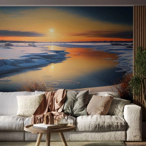 Fotomurali Autoadesivo Deluxe Sticker - Tramonto invernale - Inverno, Fiume, Paesaggio - 250x175 cm