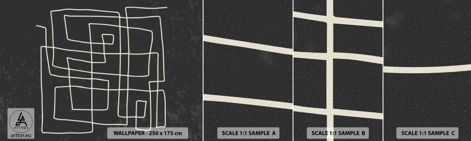 Campione di Fotomurale Adesivo Deluxe Sticker - Non è così semplice - Astrazione, Pezzo, Bianco e nero - 100x30 cm