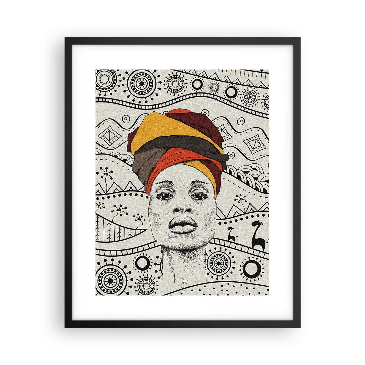 Poster in cornice nera - Ritratto africano - 40x50 cm