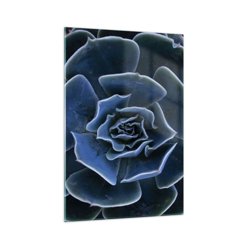 Quadro su vetro - Primo piano di una rosetta succulenta verde - 70x100cm - Fiore del deserto - Decorazione murale moderna per soggiorno e camera da letto ARTTOR