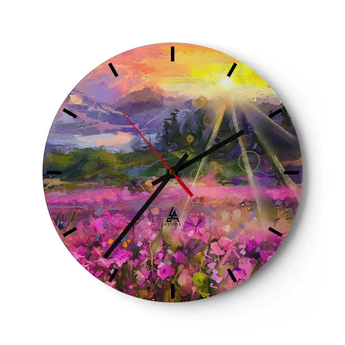Orologio da parete - Orologio in Vetro - Nella valle sotto la cura del sole - 40x40 cm