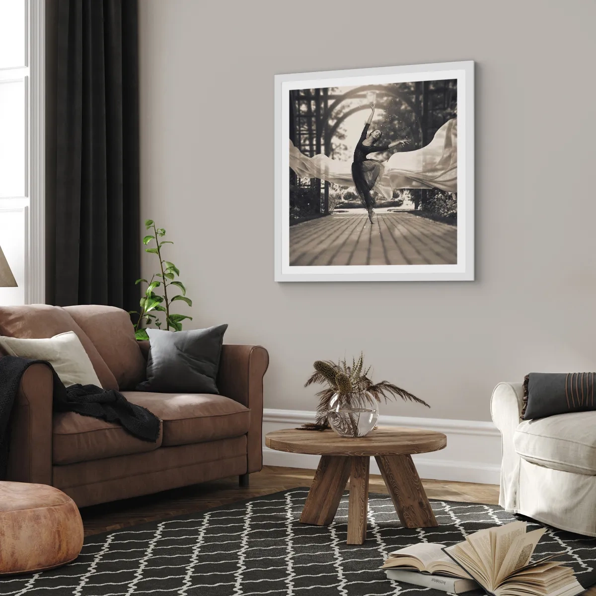 Poster in cornice bianca - La danza dello spirito del giardino - 30x30 cm