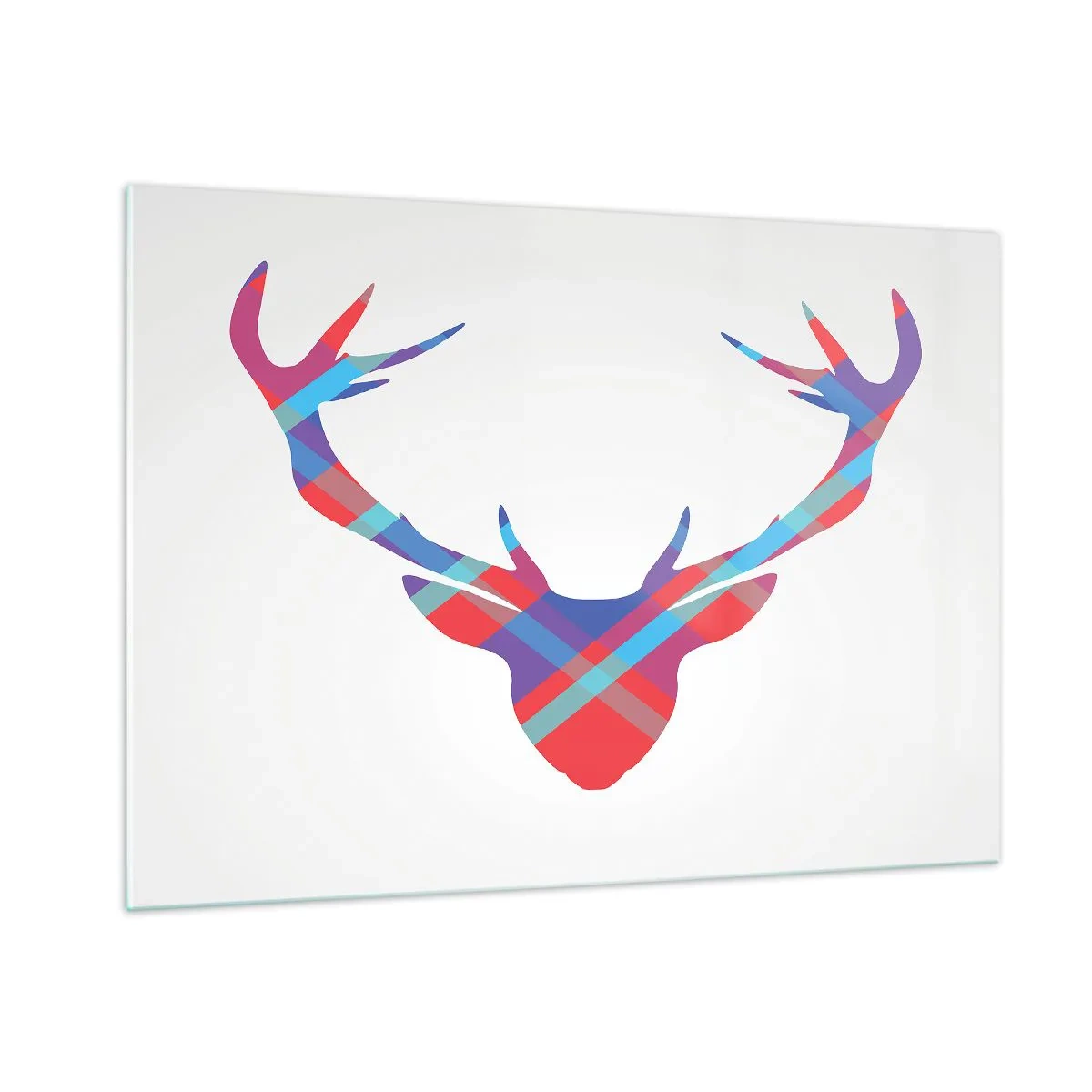 Quadro su vetro - Immagine geometrica di un cervo in colori pastello - 100x70cm - Cervo scozzese - Decorazione murale moderna per soggiorno e camera da letto ARTTOR