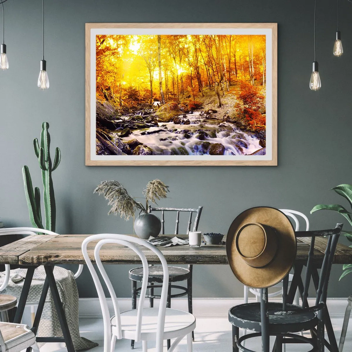 Poster in cornice rovere chiaro - Pietre incorniciate in oro e platino - 91x61 cm