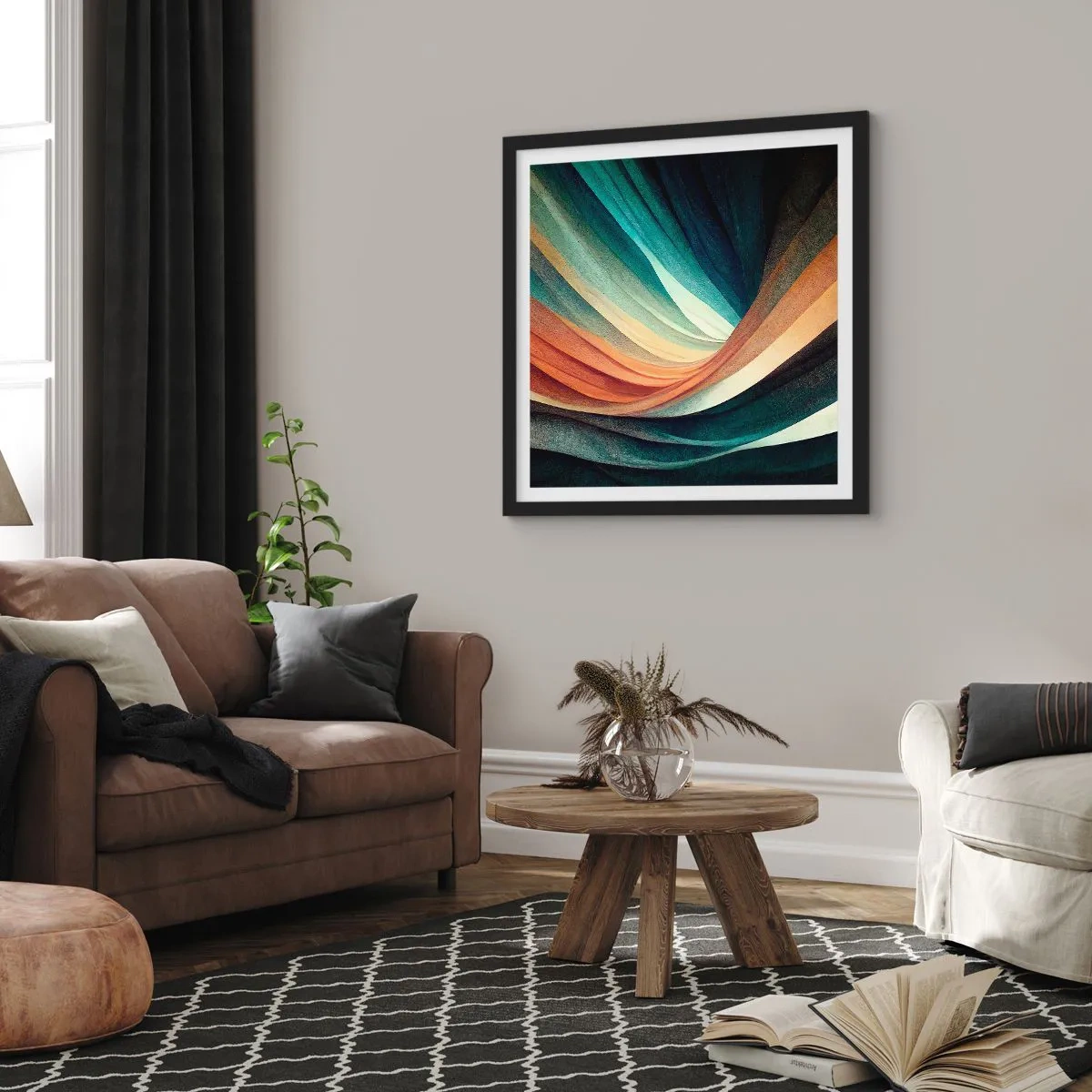 Poster in cornice nera - Intessuto di colore - 40x40 cm