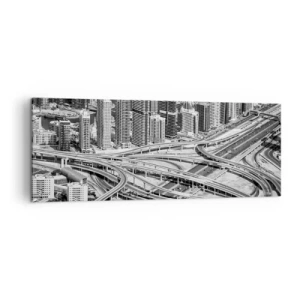 Quadro su tela - Stampe su Tela - Una vista a volo d'uccello di Dubai - 140x50cm - Dubai - città impossibile - Decorazione murale moderna per soggiorno e camera da letto ARTTOR
