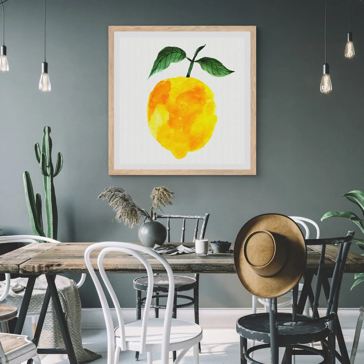 Poster in cornice rovere chiaro - Scoprire il sapore del sole - 40x40 cm