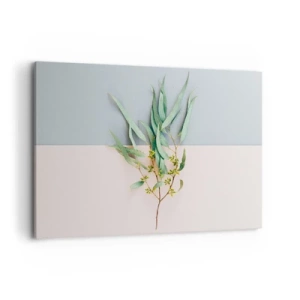 Quadro su tela - Stampe su Tela - Un ramo con foglie su uno sfondo di tonalità pastello - 100x70cm - Delicatezza pastello - Decorazione murale moderna per soggiorno e camera da letto ARTTOR