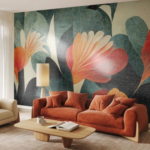 Fotomurali Premium Canvas - Caldo dei tropici e fresco del verde - Botanica, Boho, Grunge - 450x315 cm