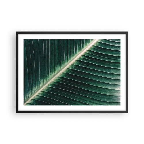 Poster in cornice nera - Primo piano della struttura di una foglia verde - 70x50cm - Il ritmo della natura - Decorazione murale moderna per soggiorno e camera da letto ARTTOR