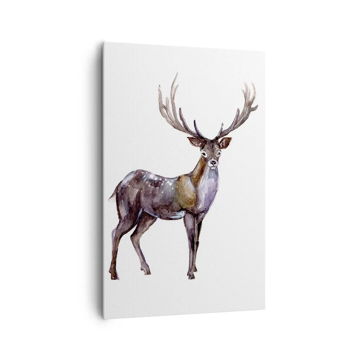 Quadro su tela - Stampe su Tela - Illustrazione ad acquerello di un cervo con maestose corna - 80x120cm - Il re della foresta del nord - Decorazione murale moderna per soggiorno e camera da letto ARTTOR