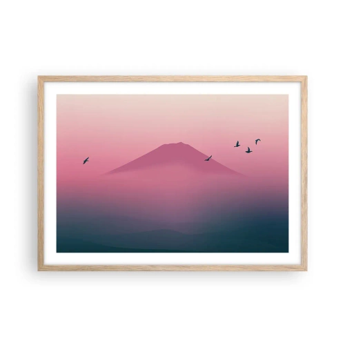 Poster in cornice rovere chiaro - Viandanti sopra le nuvole - 70x50 cm