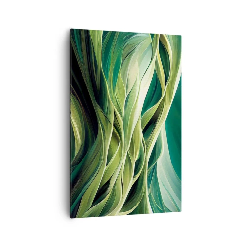 Quadro su tela - Stampe su Tela - Linee dinamiche nelle tonalità del verde - 80x120cm - Gioco astratto in verde - Decorazione murale moderna per soggiorno e camera da letto ARTTOR