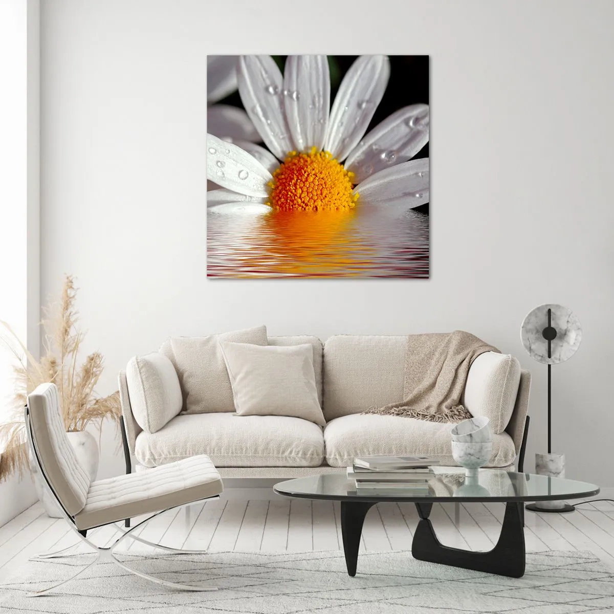 Quadro su vetro - L'alba della margherita - 70x70 cm