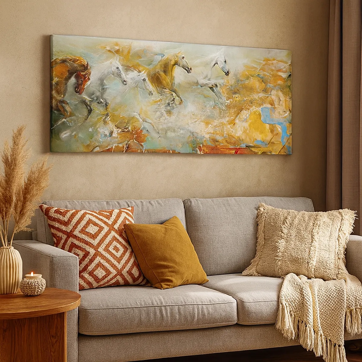 Quadro su tela - Stampe su Tela - Al galoppo attraverso la luce - 30x30 cm