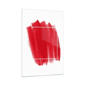Quadro su vetro - Pennellata rossa con bordo bianco - 80x120cm - Fuori dagli schemi - Decorazione murale moderna per soggiorno e camera da letto ARTTOR