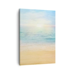 Quadro su tela - Stampe su Tela - Una spiaggia con mare turchese e cielo limpido - 50x70cm - Il grande blu - Decorazione murale moderna per soggiorno e camera da letto ARTTOR