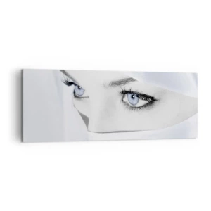 Quadro su tela - Stampe su Tela - Ritratto di una donna con gli occhi azzurri nascosti dietro un velo bianco - 140x50cm - Direttamente dalle mille e una notte - Decorazione murale moderna per soggiorno e camera da letto ARTTOR