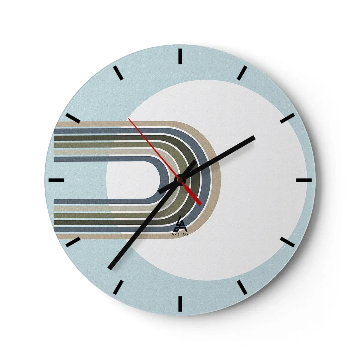 Orologio da parete - Orologio in Vetro - Linee grafiche a forma di magnete su sfondo blu - 30x30cm - Attrazione irresistibile - Decorazione murale moderna per soggiorno, cucina e camera da letto ARTTOR