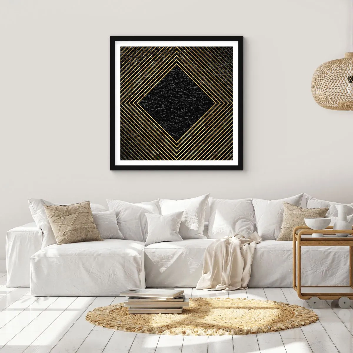 Poster in cornice nera - Geometria in stile glamour - 30x30 cm