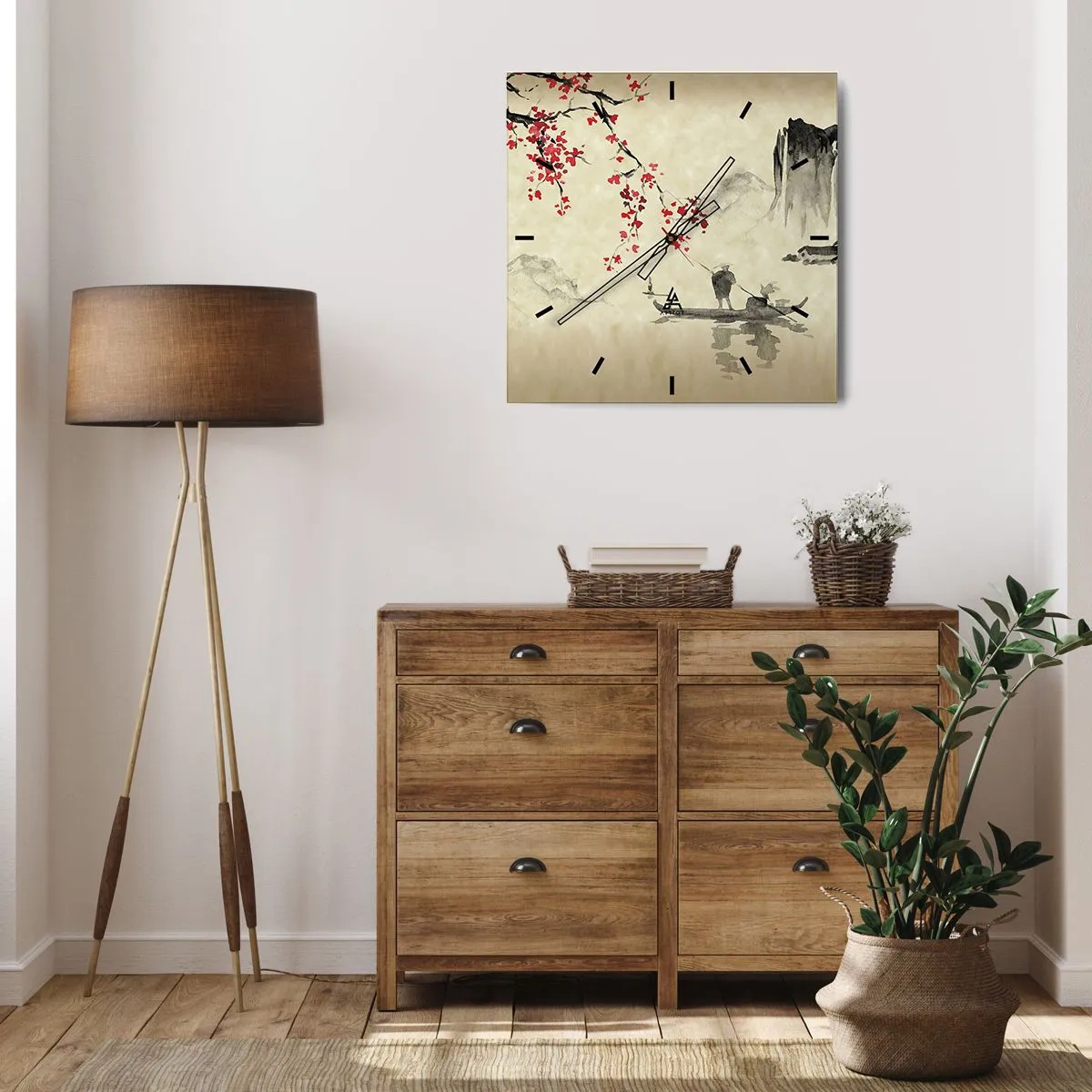 Orologio da parete - Orologio in Vetro - Nel paese dei ciliegi in fiore - 40x40 cm