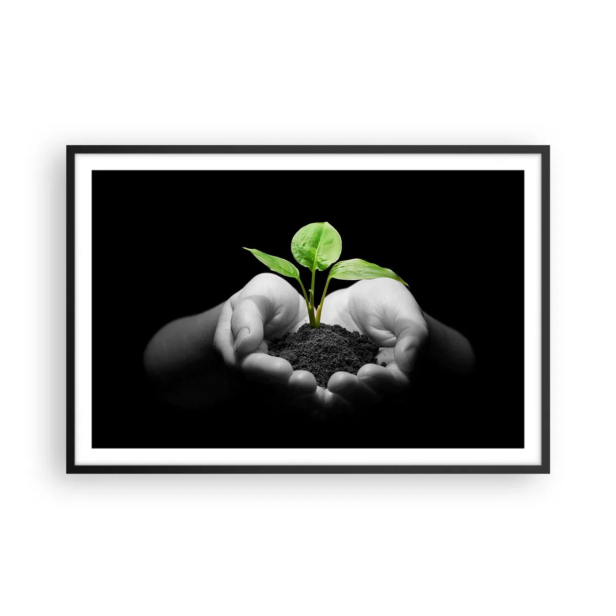 Poster in cornice nera - Amo la natura, la proteggo - 91x61 cm