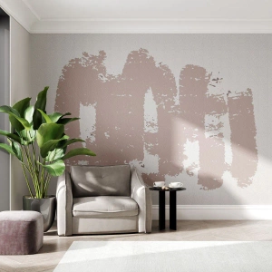 Fotomurali Premium Sand - Pennellate astratte beige e rosa su sfondo bianco - 100x70cm - Astrazione in un rosa mite - Decorazione murale moderna per soggiorno e camera da letto ARTTOR