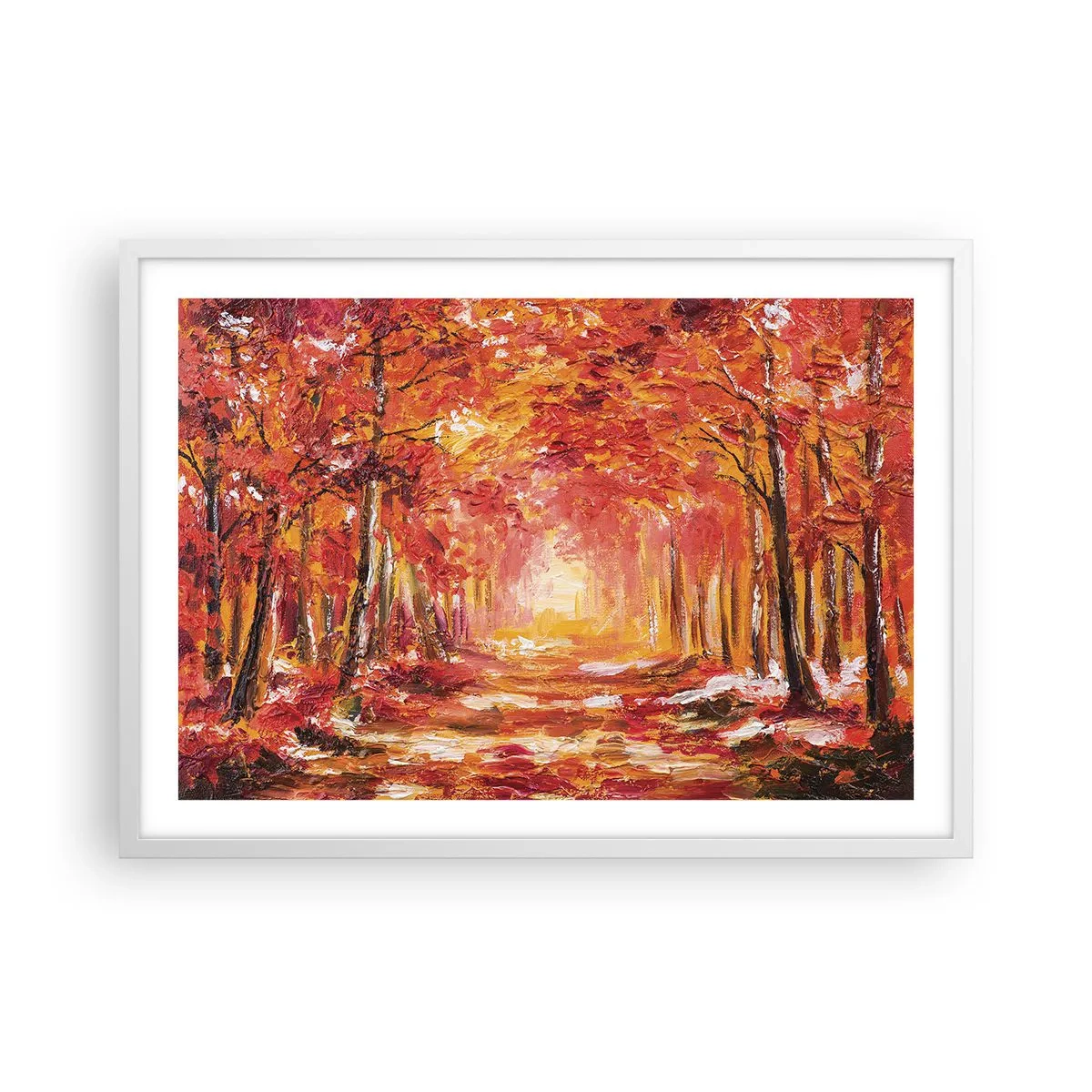Poster in cornice bianca - Foresta di rame - 70x50 cm