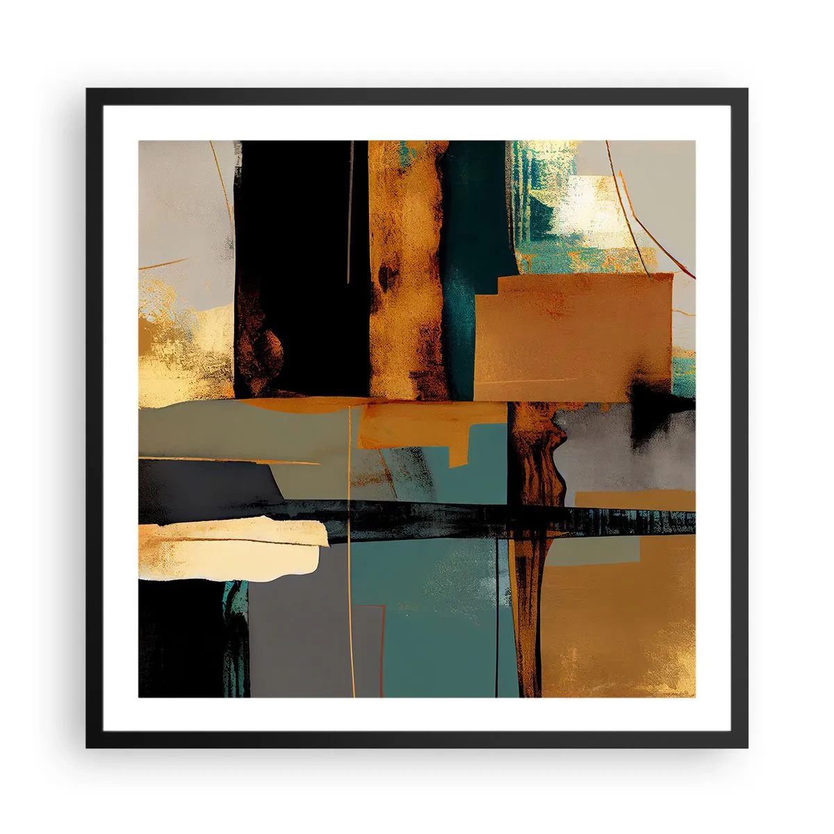 Poster in cornice nera - Astrazione: luci e ombre - 60x60 cm