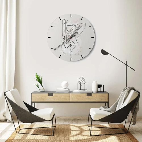 Orologio da parete - Orologio in Vetro - Figura femminile astratta su sfondo chiaro - 30x30cm - L'arte della seduzione - Decorazione murale moderna per soggiorno, cucina e camera da letto ARTTOR