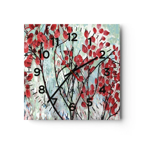 Orologio da parete - Orologio in Vetro - Albero in scarlatto - 40x40 cm