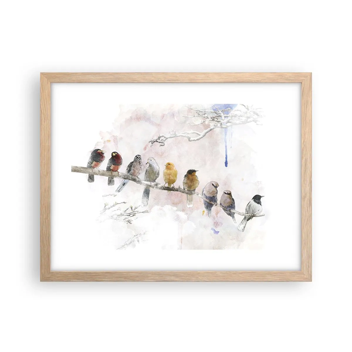 Poster in cornice rovere chiaro - Incontro alato - 40x30 cm