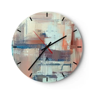 Orologio da parete - Orologio in Vetro - Una composizione astratta di pennellate in colori pastello. - 30x30cm - Arrivando alla luce - Decorazione murale moderna per soggiorno, cucina e camera da letto ARTTOR