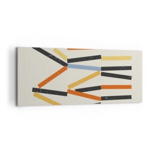 Quadro su tela - Stampe su Tela - Composizione astratta con rettangoli colorati e neri disposti orizzontalmente - 120x50cm - Composizione orizzontale - Decorazione murale moderna per soggiorno e camera da letto ARTTOR