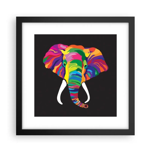 Poster in cornice nera - L'elefante che faceva il bagno nell'arcobaleno - 30x30 cm