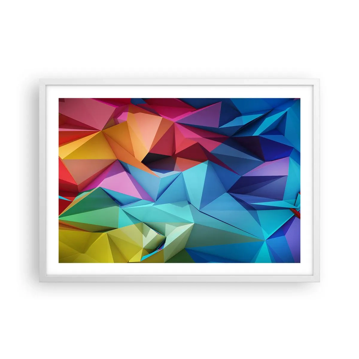 Poster in cornice bianca - Origami arcobaleno - 70x50 cm