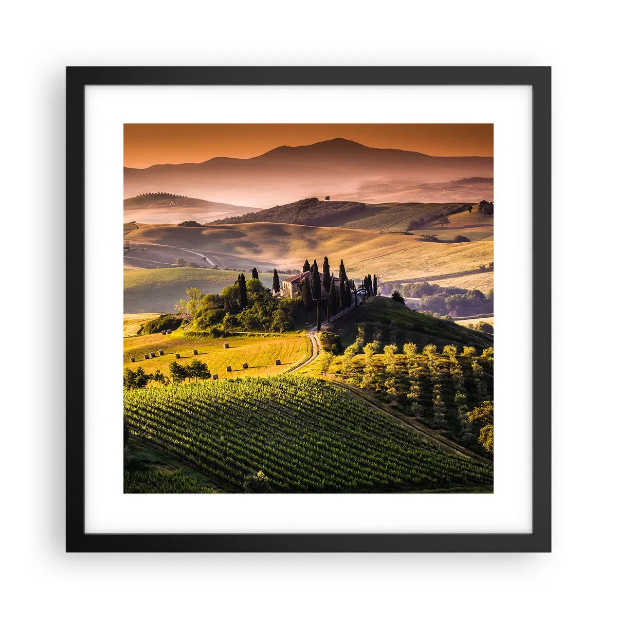 Poster in cornice nera - Arcadia: paesaggio toscano - 40x40 cm