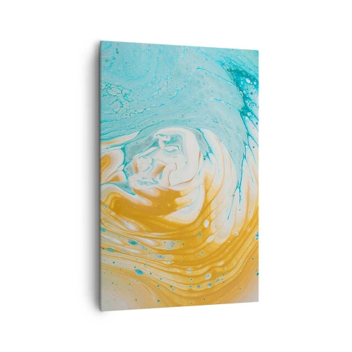 Quadro su tela - Stampe su Tela - Onde astratte nei toni del blu e dell'oro su tela - 80x120cm - Vortice pastello - Decorazione murale moderna per soggiorno e camera da letto ARTTOR