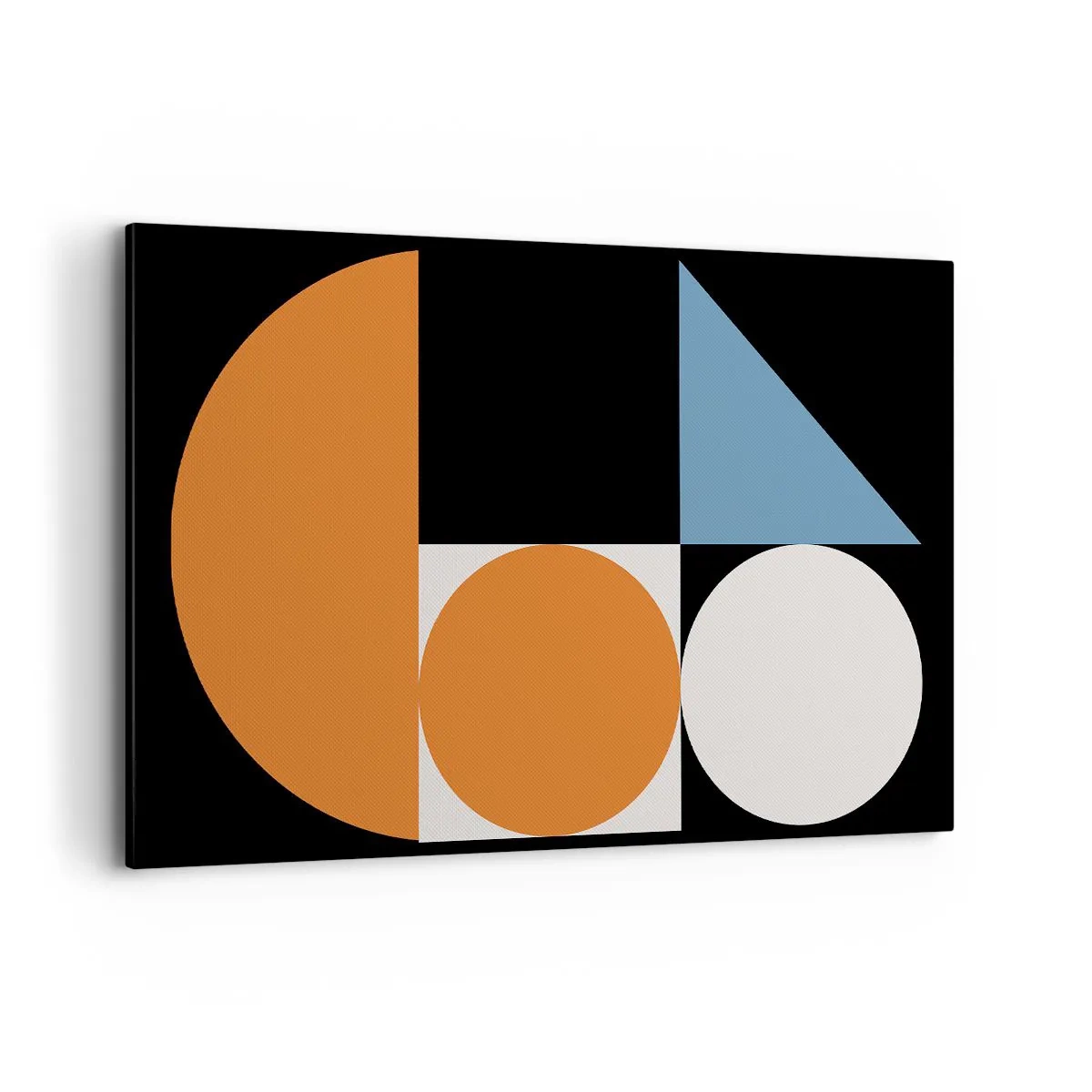Quadro su tela - Stampe su Tela - Motivo geometrico con forme colorate su sfondo nero - 120x80cm - Composizione di figure - Decorazione murale moderna per soggiorno e camera da letto ARTTOR
