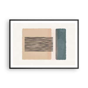 Poster in cornice nera - Forme geometriche minimaliste nelle tonalità del beige e del verde - 100x70cm - Tutto a posto - Decorazione murale moderna per soggiorno e camera da letto ARTTOR