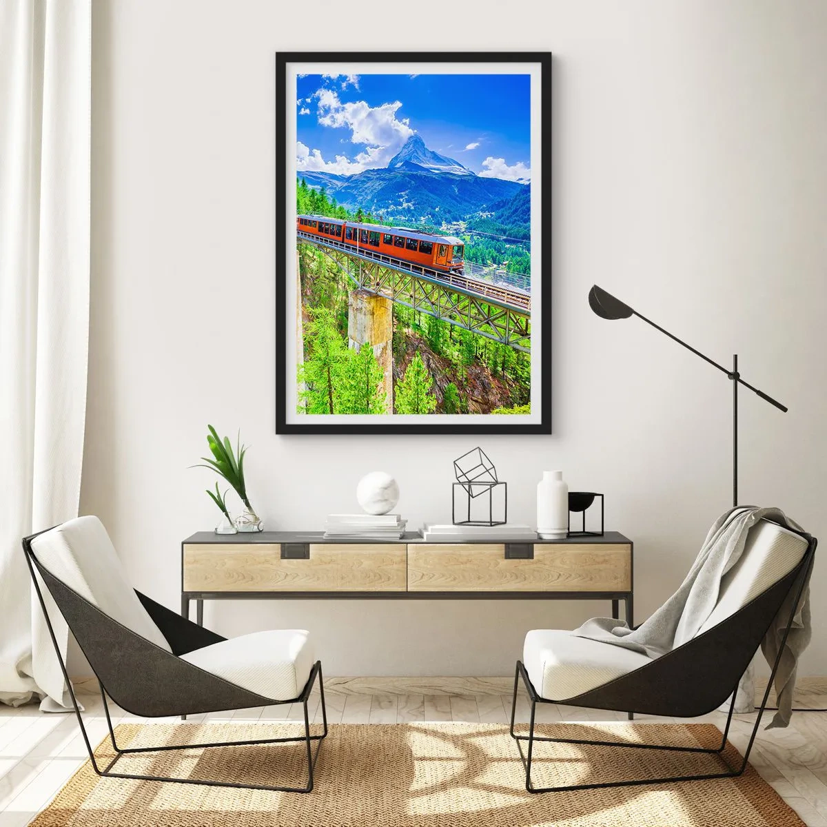 Poster in cornice nera - Ferrovia alpina - 40x50 cm
