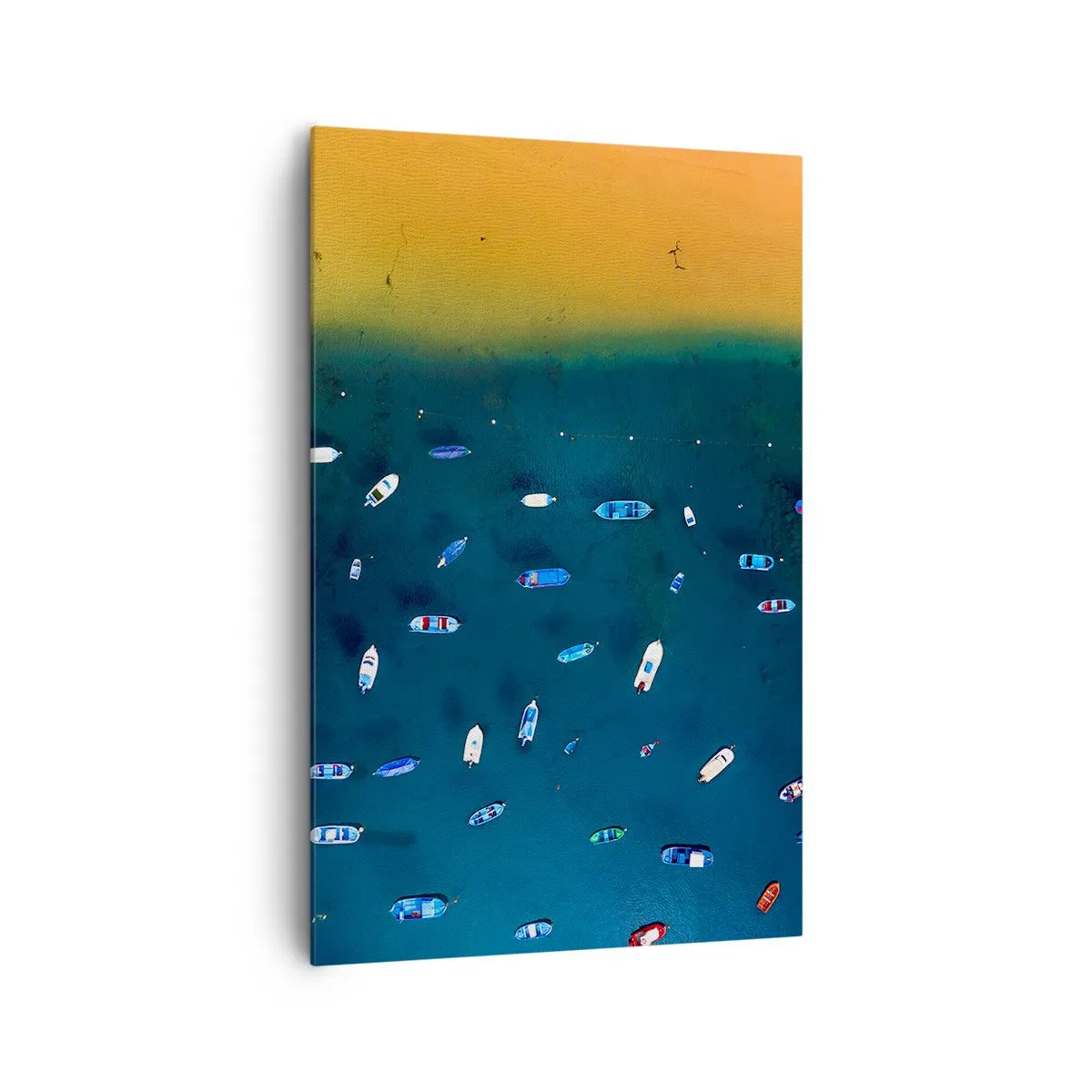 Quadro su tela - Stampe su Tela - Vista aerea di barche in acqua e di una spiaggia sabbiosa - 80x120cm - Il gioco delle vacanze - Decorazione murale moderna per soggiorno e camera da letto ARTTOR