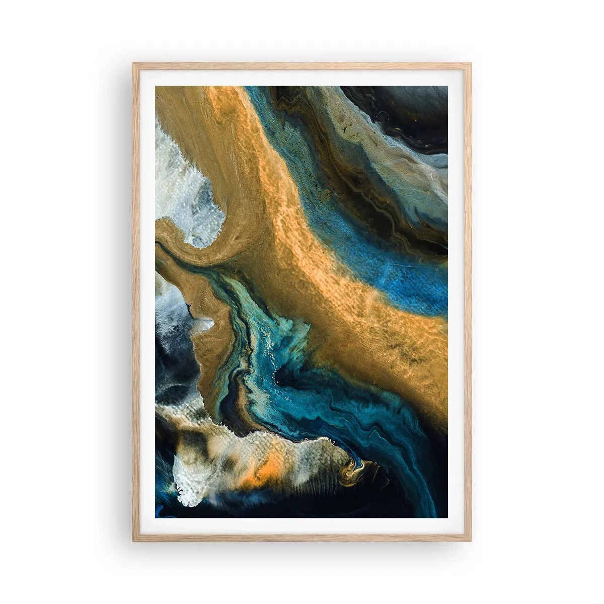 Poster in cornice rovere chiaro - Blu-oro: influenza reciproca - 70x100 cm