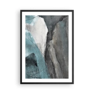 Poster in cornice nera - Una composizione astratta ispirata a un paesaggio montano - 50x70cm - Astrazione: rocce e ghiaccio - Decorazione murale moderna per soggiorno e camera da letto ARTTOR