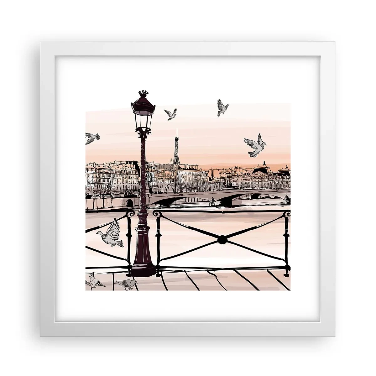 Poster in cornice bianca - Sui tetti di Parigi - 30x30 cm